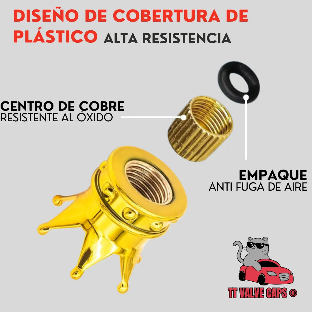 Genérico 8 Tapones Corona Dorada Válvula para Llanta Coche Bici Moto