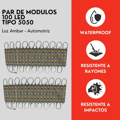 PAR Modulo 100 Led Tipo 5050 Luz Ambar Universal Auto Ore
