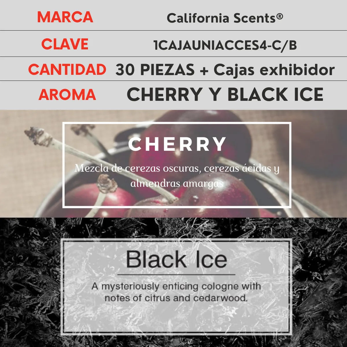 2 Cajas Aromatizante California Scents 15 Cherry 15 Blackice