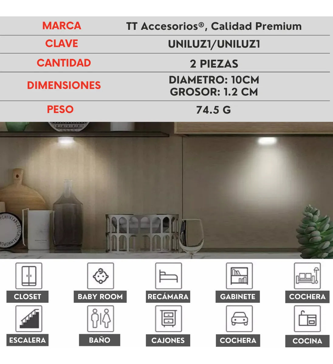 Par Luz Led Techo Interior Casa Auto Recargable Usb 2 Pzs