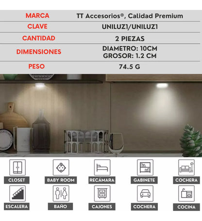 Par Luz Led Techo Interior Casa Auto Recargable Usb 2 Pzs