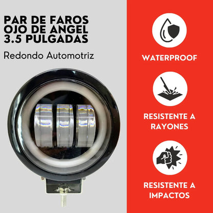 Par Faro Ojo Angel 3.5'' F/niebla Luz Blanca Auto Moto Ore
