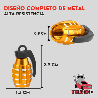 Genérico 8 Tapones Valvula Aire Aluminio Moto Auto Granada Dorada