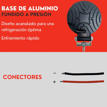Par Faro Redondo 9 Led Luz Blanco Fijo Con Base Ore