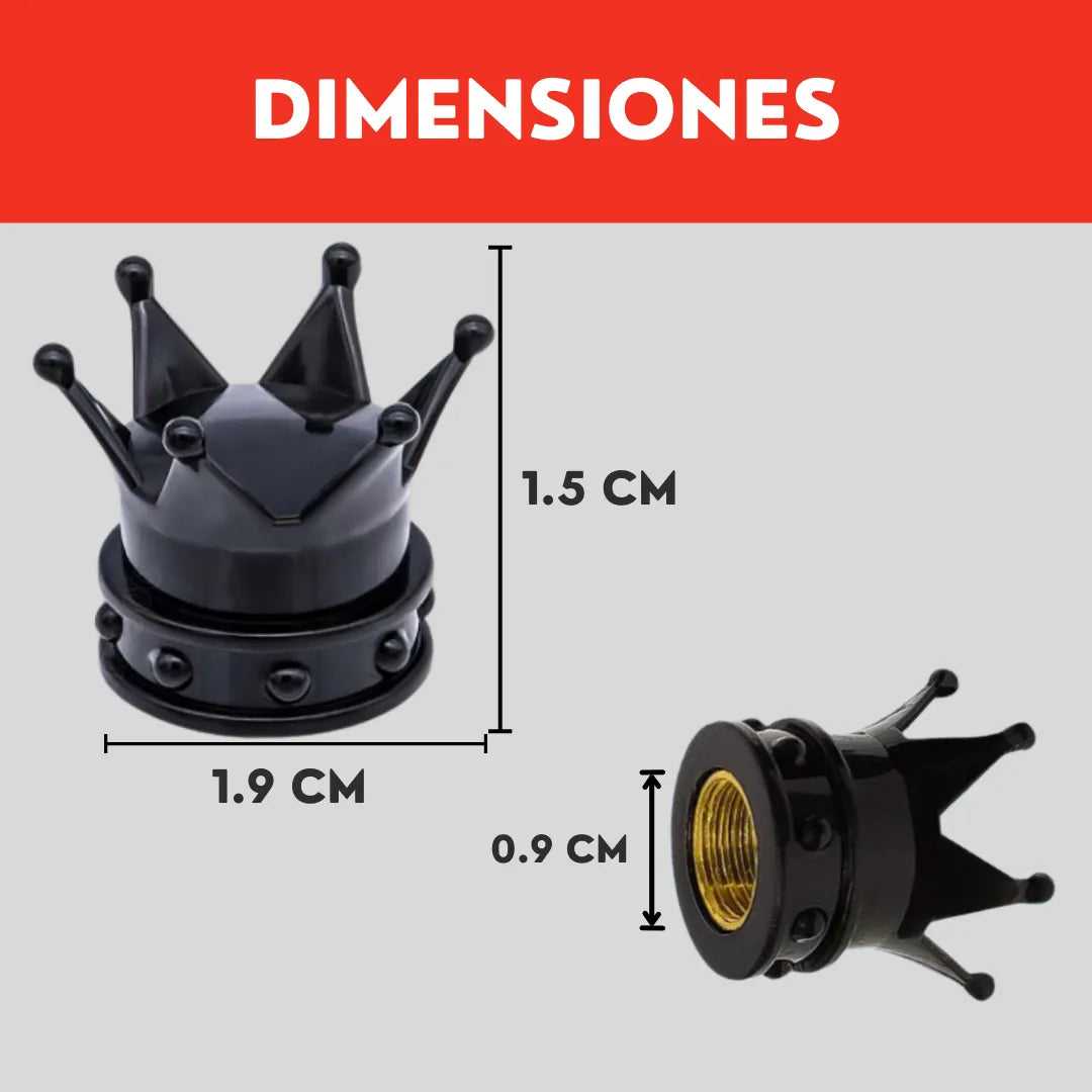 Genérico 8 Tapones Corona Negra Válvula para Llanta Coche Bici Moto