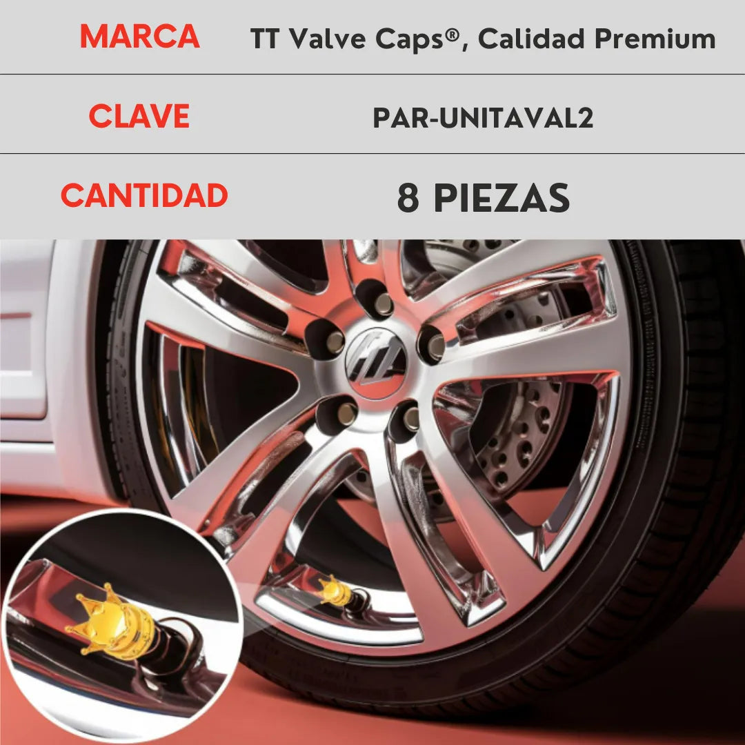 Genérico 8 Tapones Corona Dorada Válvula para Llanta Coche Bici Moto