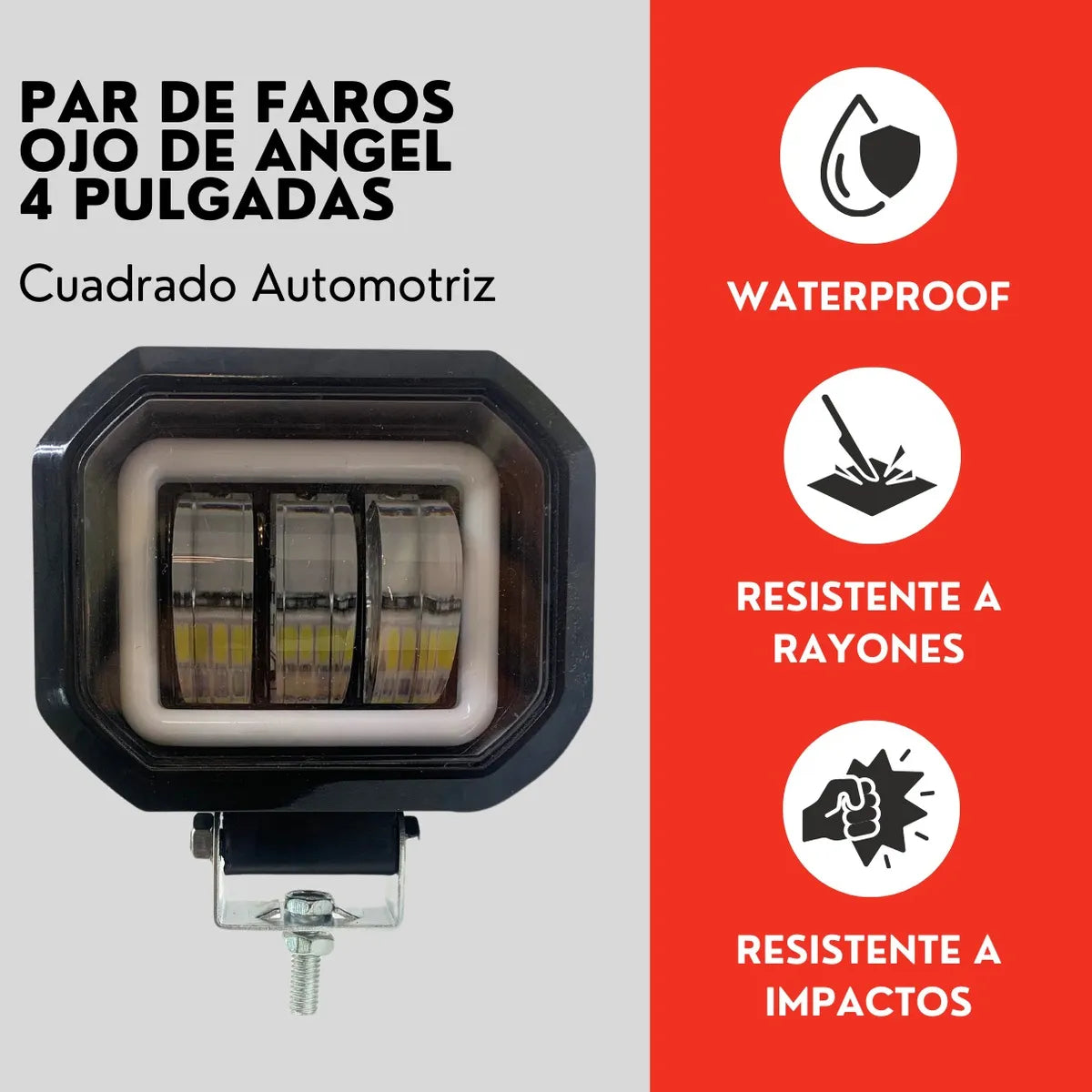 Par Faro Ojo Angel 4'' Faro Niebla Luz Blanca Auto Moto Ore