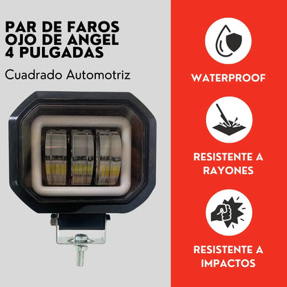 Par Faro Ojo Angel 4'' Faro Niebla Luz Blanca Auto Moto Ore