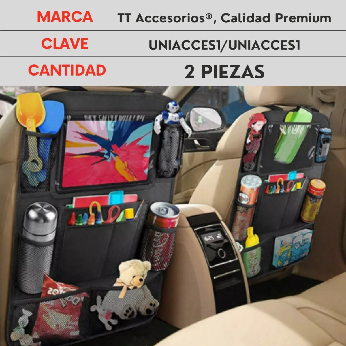 Genérico Par Organizador De Asiento Universal Auto Camioneta 2 Pzs