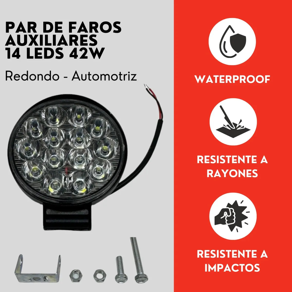 Par Faro Redondo 14 Led Luz Blanco Fijo Con Base Ore