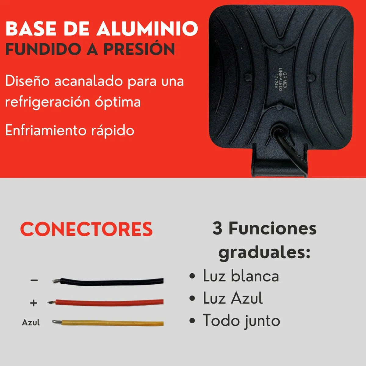 Par Faro 28 Led Cuadrado 84w Luz Azul Con Base Tipo Spot Ore