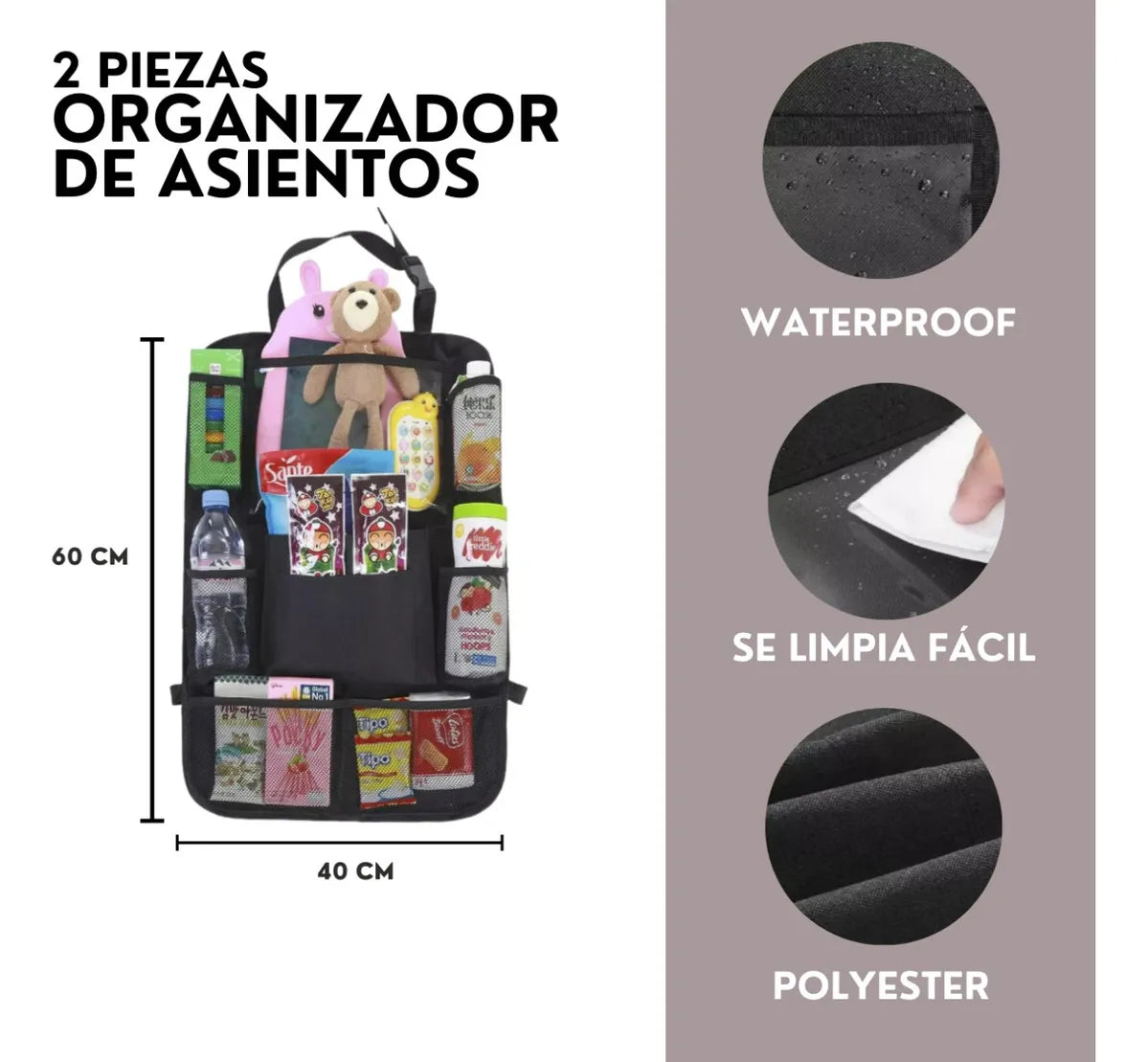 Genérico Par Organizador De Asiento Universal Auto Camioneta 2 Pzs