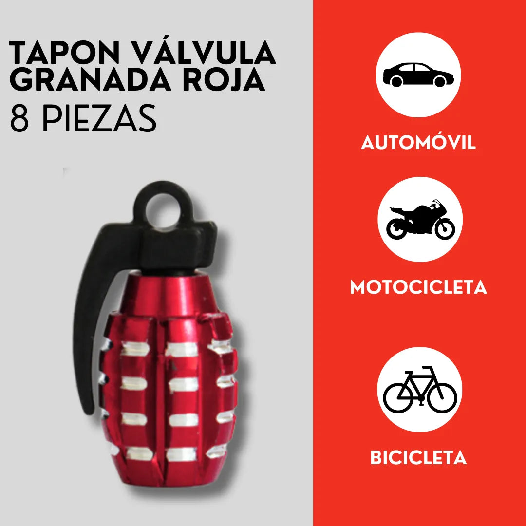 Genérico 8 Tapones Valvula Aire Aluminio Moto Auto Granada Rojo
