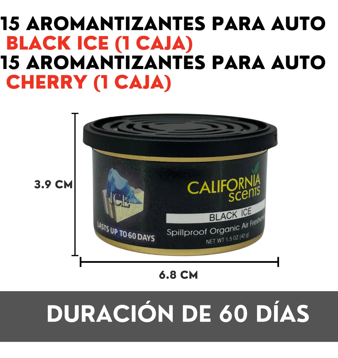 2 Cajas Aromatizante Auto California Scents Black Ice 30 Pzs