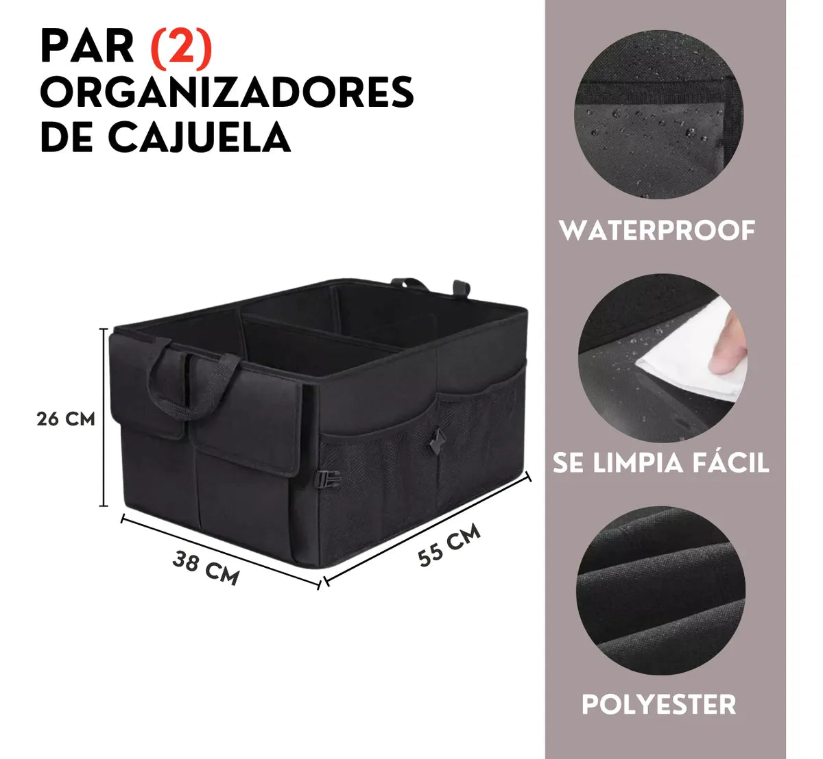 Genérico Par Organizador Cajuela Universal Plegable Camioneta Auto