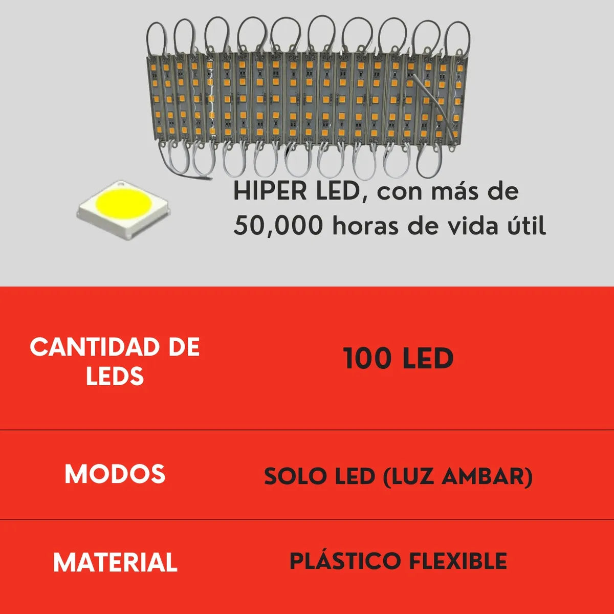 PAR Modulo 100 Led Tipo 5050 Luz Ambar Universal Auto Ore