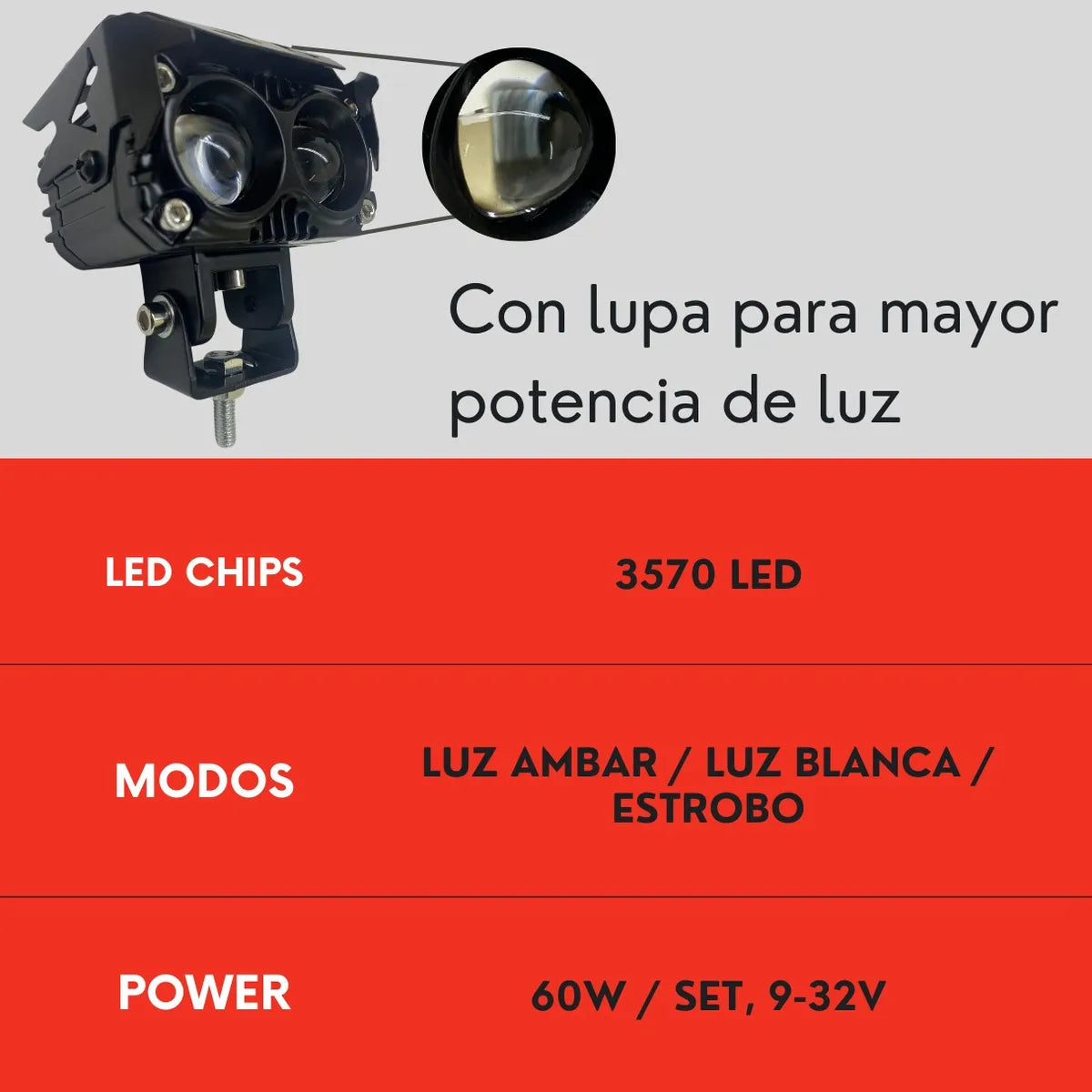 Par Faro Lupa Led Buho Bicolor Auxiliar Niebla Moto Ore