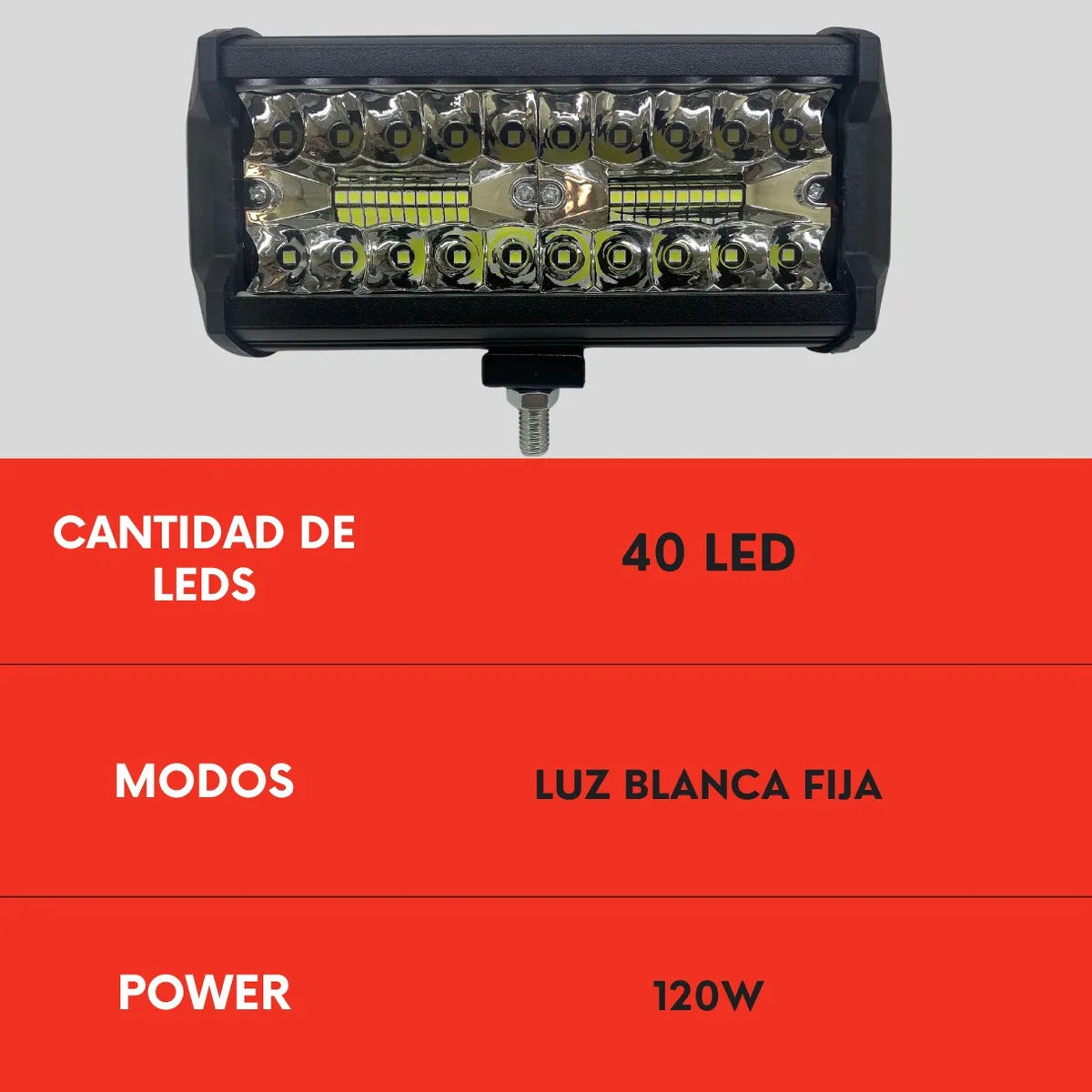 Par Faro Barra 40 Led Luz Fija Auxiliar 120w Ore