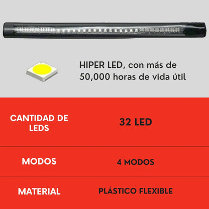Par Tira 32 Led Auto Moto Luz Roja Direccional 19 Cm Ore