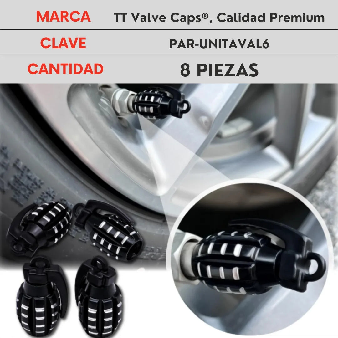 Genérico 8 Tapones Valvula Aire Aluminio Moto Auto Granada Negra
