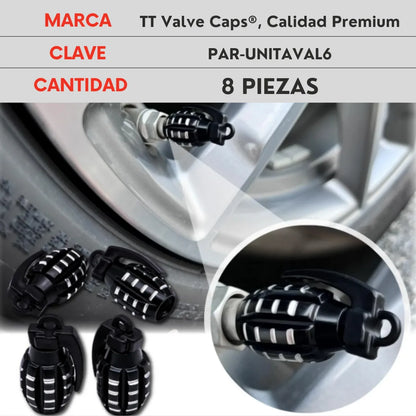 Genérico 8 Tapones Valvula Aire Aluminio Moto Auto Granada Negra