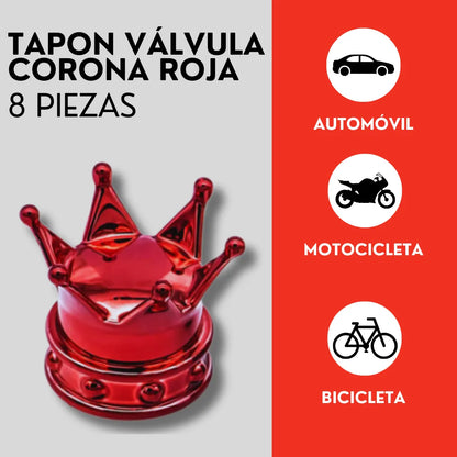Genérico 8 Tapones Corona Rojo para Válvula De Llanta Coche Bici Moto