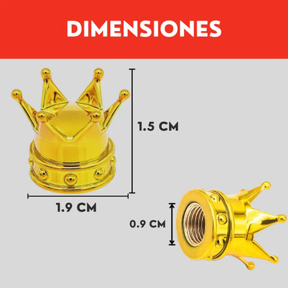 Genérico 8 Tapones Corona Dorada Válvula para Llanta Coche Bici Moto