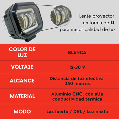Par Faro Ojo Angel 4'' Faro Niebla Luz Blanca Auto Moto Ore