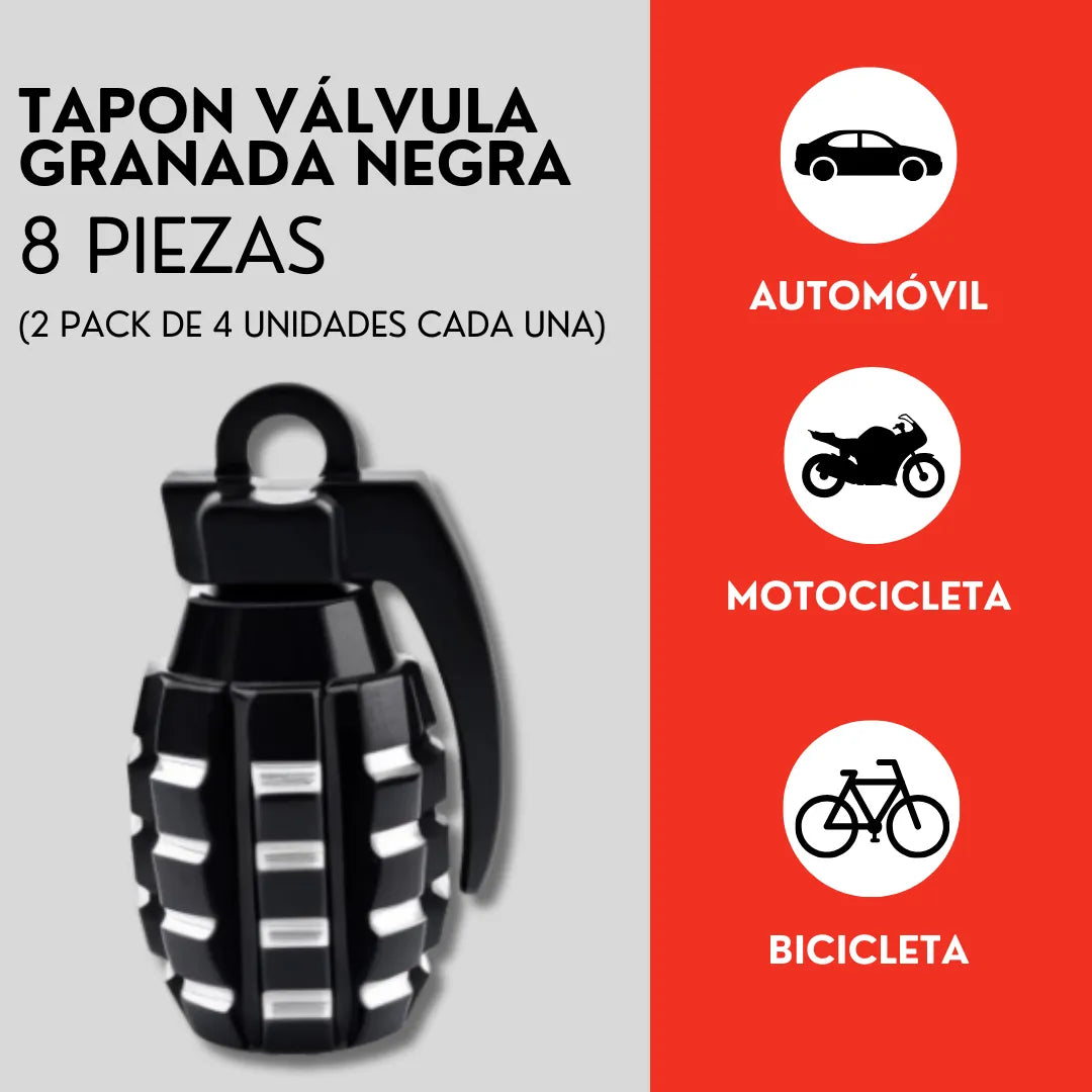 Genérico 8 Tapones Valvula Aire Aluminio Moto Auto Granada Negra
