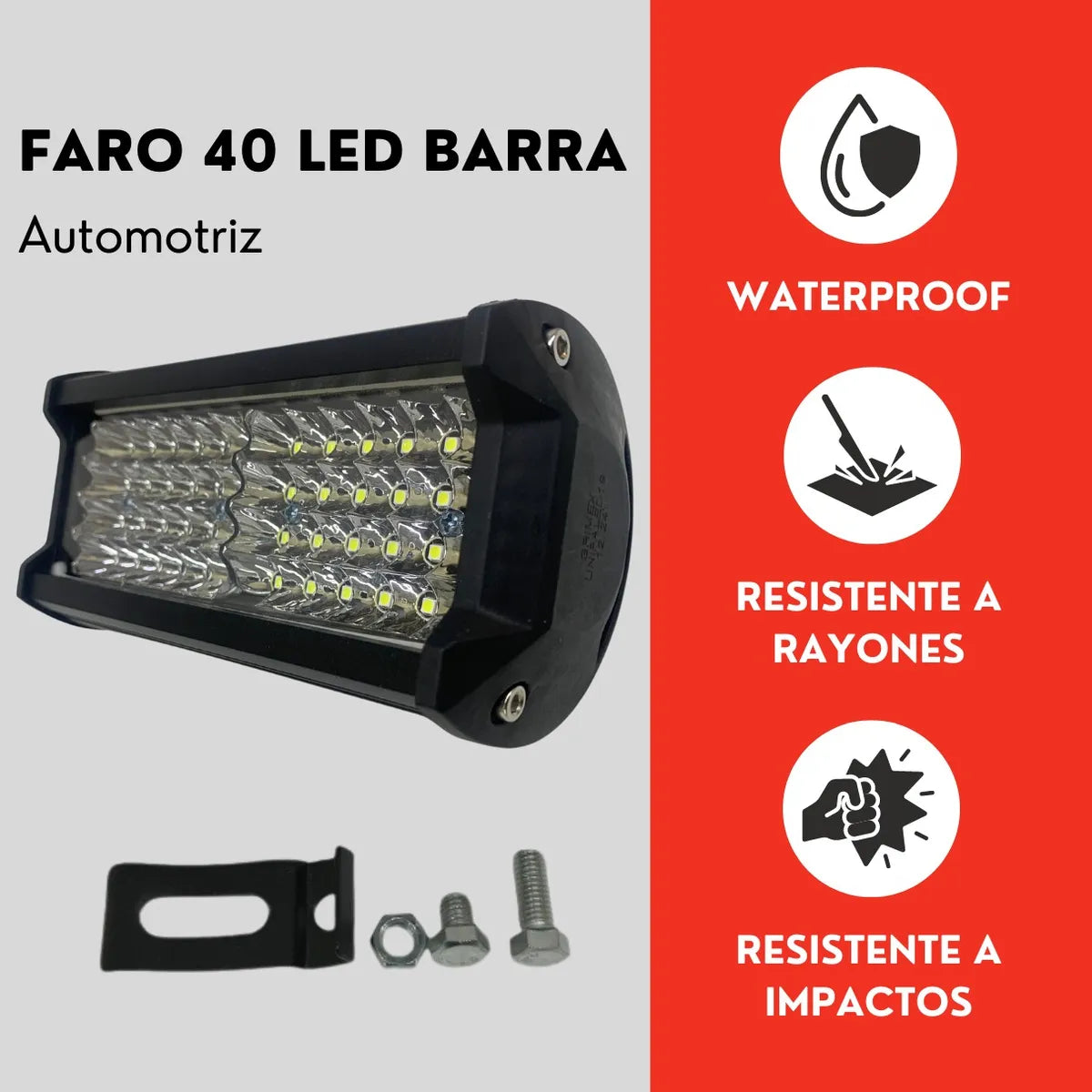Faro Barra 40 Led Blanco Estrobo Auto Moto Ore