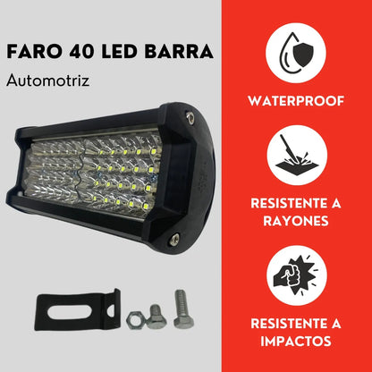 Faro Barra 40 Led Blanco Estrobo Auto Moto Ore