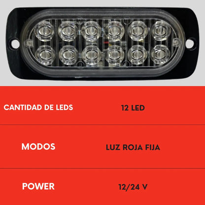 Genérico Par Faro Tipo Barra 12 Led Rojo Luz Fija Ore