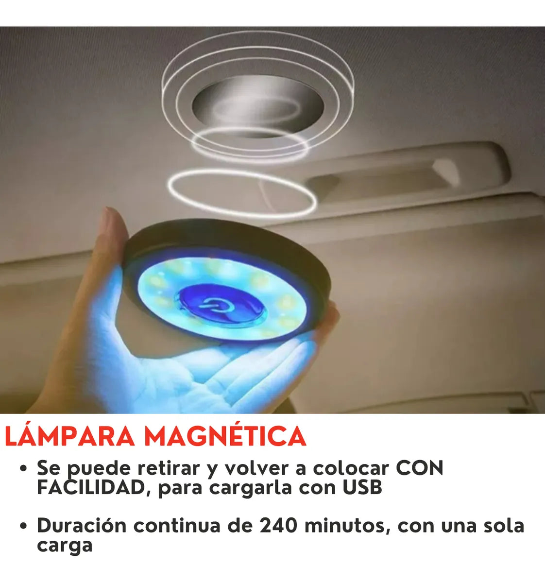 Par Luz Led Techo Interior Casa Auto Recargable Usb 2 Pzs