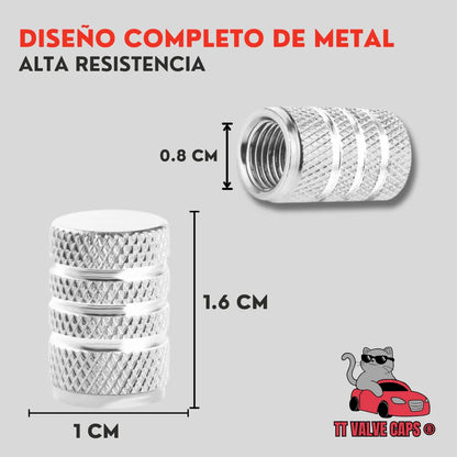 Genérico 8 Tapones Pivote Valvula Llanta Auto Moto Aluminio Plata