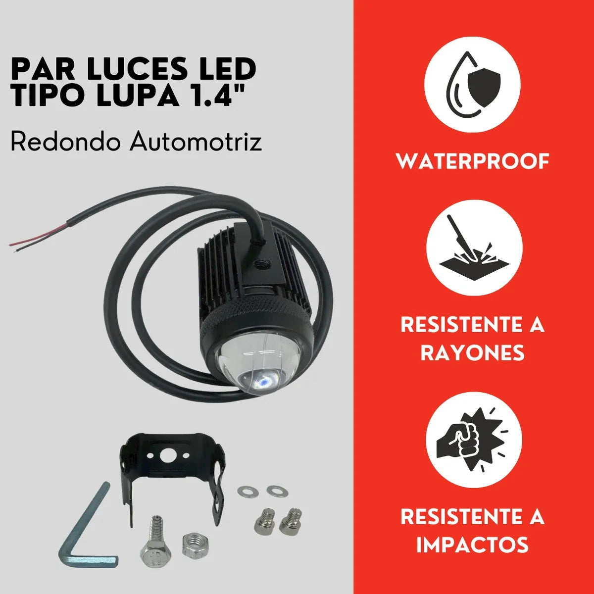 Par Luz Led Auxiliar Faro De Lupa Para Auto Moto 60w Ore