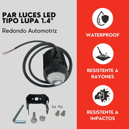 Par Luz Led Auxiliar Faro De Lupa Para Auto Moto 60w Ore