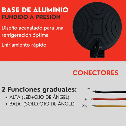 Par Faro 9 Led Ojo De Angel Alta Y Baja Auto Moto Ore