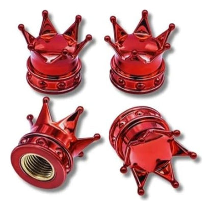 4 Tapones Corona Dorada Válvula a Llanta Coche Bici Moto