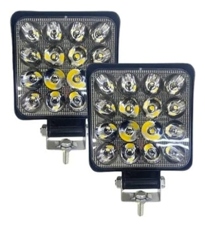  Faro 16 Led Cuadrado 48w Luz Blanca 