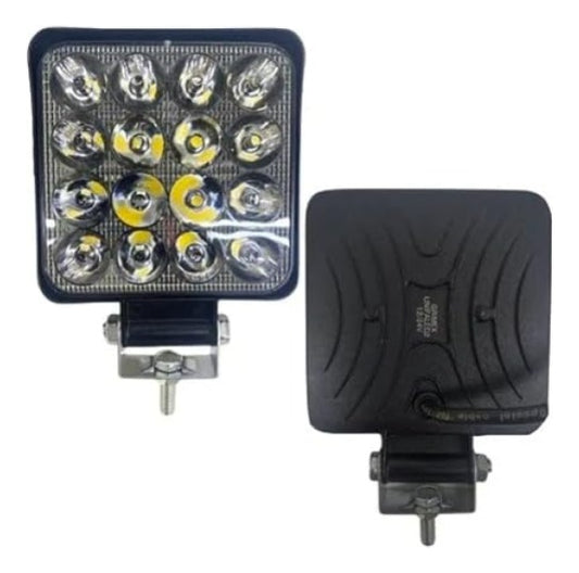  Faro 16 Led Cuadrado 48w Luz Blanca 