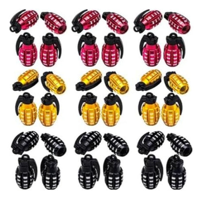 8 Tapones Pivote Valvula Auto Moto Aluminio Plata Rojo