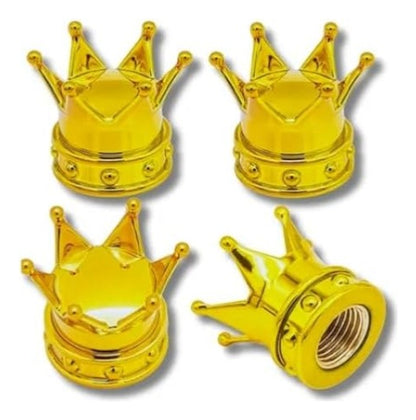 4 Tapones Corona Negra Válvula a Llanta Coche Bici Moto