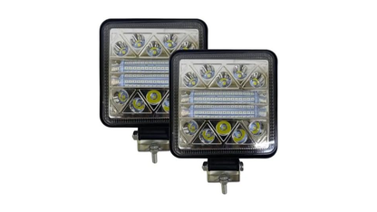 Par Faro 28 Led Cuadrado 84w Luz Azul Con Base Tipo Spot Ore